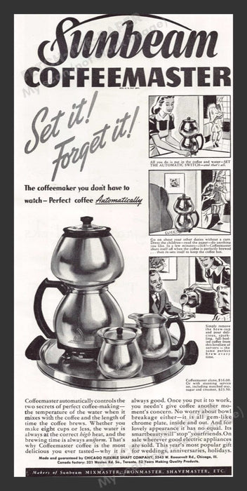1940 Sunbeam Coffeemaster Family Print Advertisement Ad