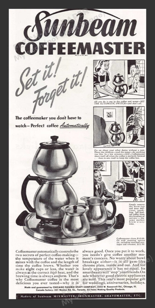 1940 Sunbeam Coffeemaster Family Print Advertisement Ad