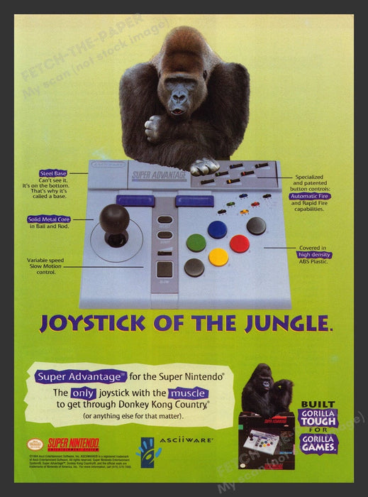 1994 Super Advantage Joystick of the Jungle Video Game Print Advertisement