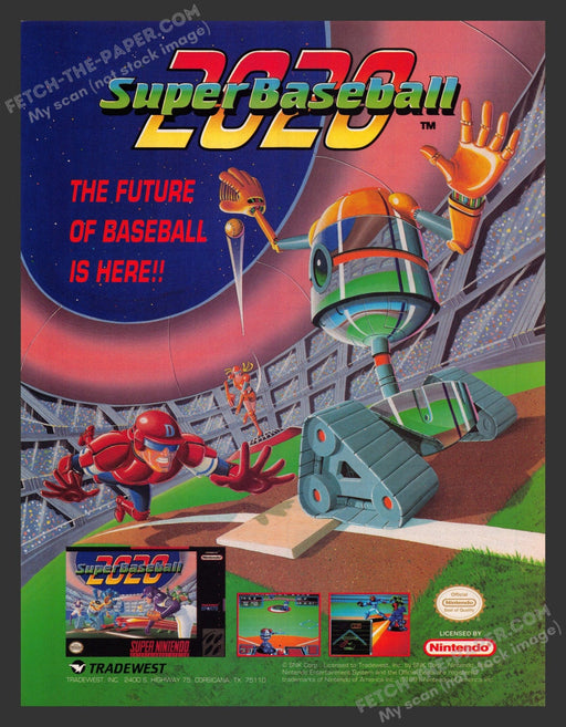 1991 Print Advertisement Super Baseball 2020 Video Game Ad.