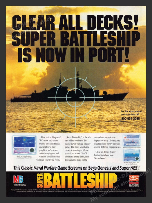 1994 Super Battleship Video Game Print Advertisement