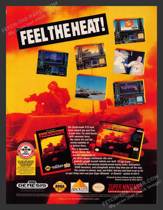 1992 Print Advertisement Super Battletank: War in the Gulf Video Game Ad.