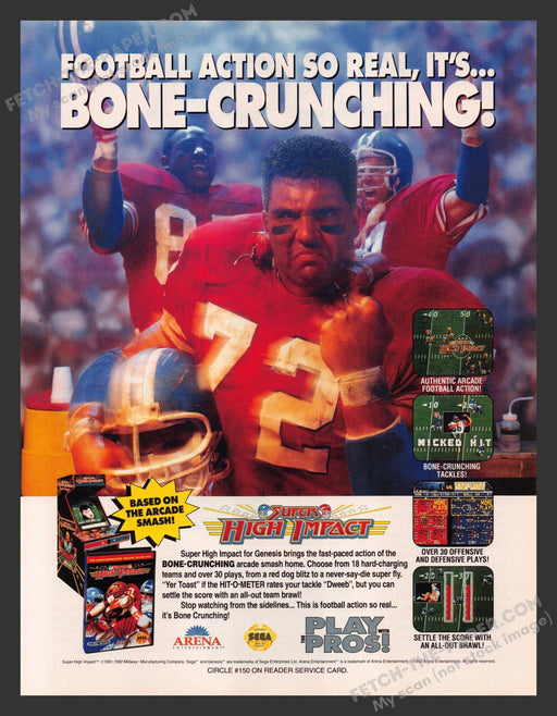 1992 Print Advertisement Super High Impact Football Video Game Ad.
