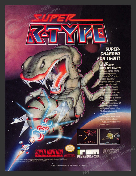 1991 Print Advertisement Super R-Type Video Game Ad