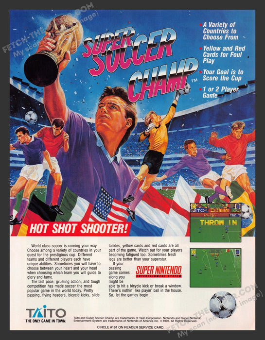 1992 Print Advertisement Super Soccer Champ Video Game Ad.