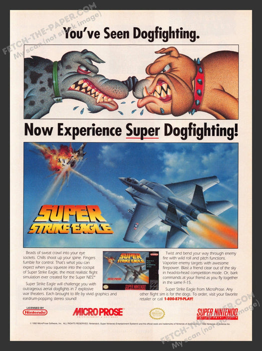 1992 Print Advertisement Super Strike Eagle Video Game Ad.