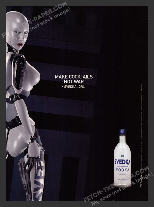 2007 Print Advertisement Svedka Swedish Vodka Robot Girl Alcohol Ad.