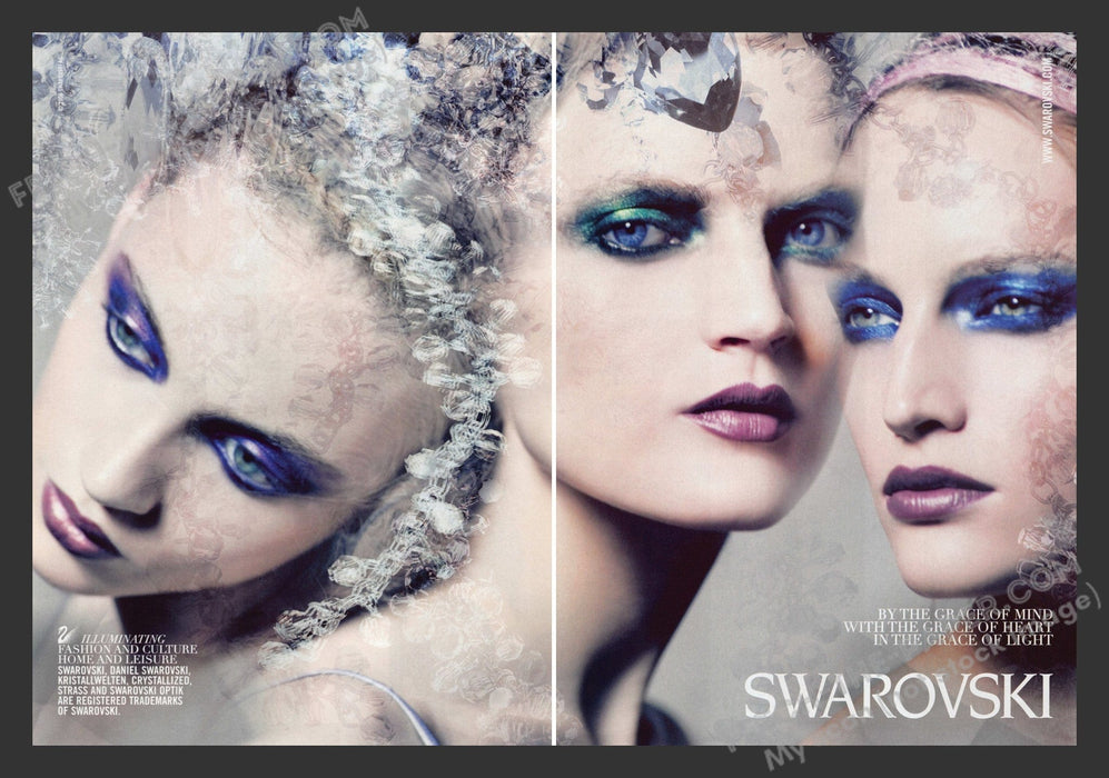 2007 Print Advertisement 2 Page Swarovski Illuminating Fashion Jewelry Ad.