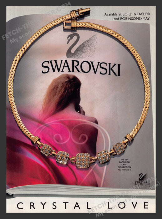 1997 Print Advertisement Swarovski Savvy Collection Jewelry Crystal Love Ad.