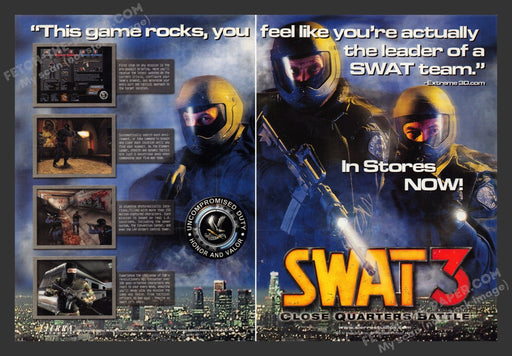 2000 Print Advertisement 2 Page Swat 3: Close Quarters Battle Video Game Ad.