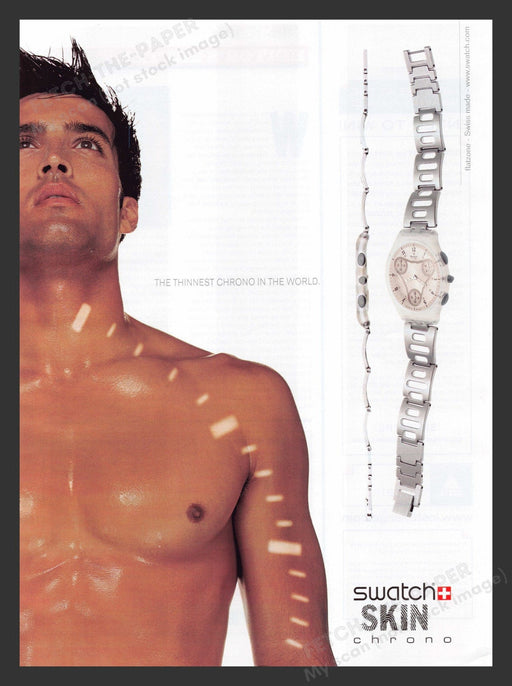 2001 Swatch Skin Watches Chrono Sexy Shirtless Male Model Print Advertisement Ad.