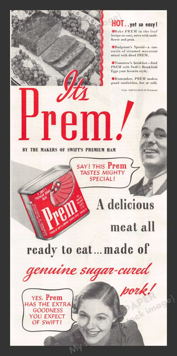1941 Swift's Prem Premium Brand Meat Print Advertisement Ad