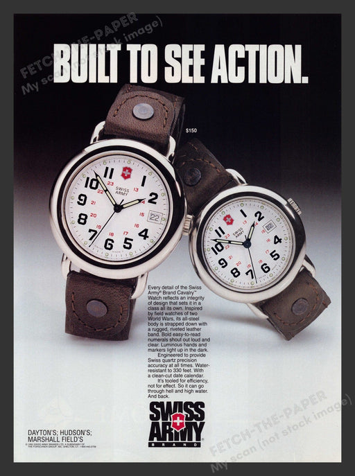 Swiss Army 1990s Print Advertisement 1995 Watch Cavalry Brand Fetch the Paper!
