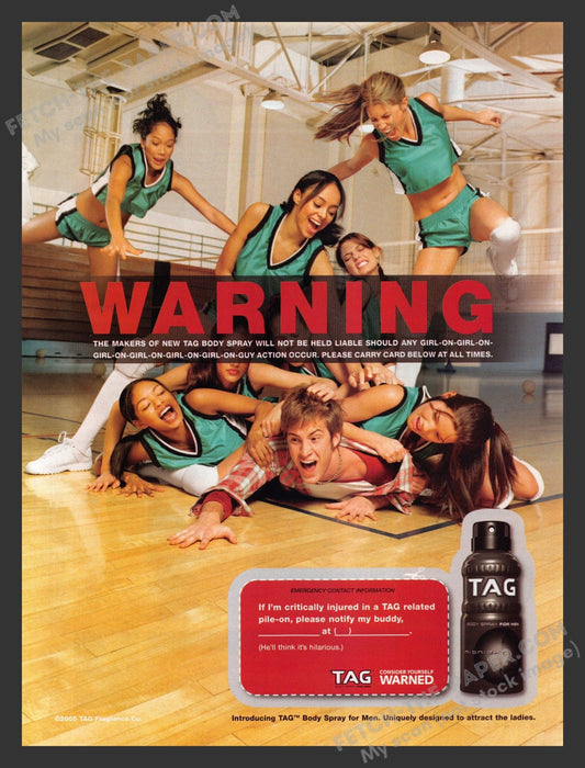 2005 Print Advertisement Tag Body Spray Girl's Volleyball Team Ad.