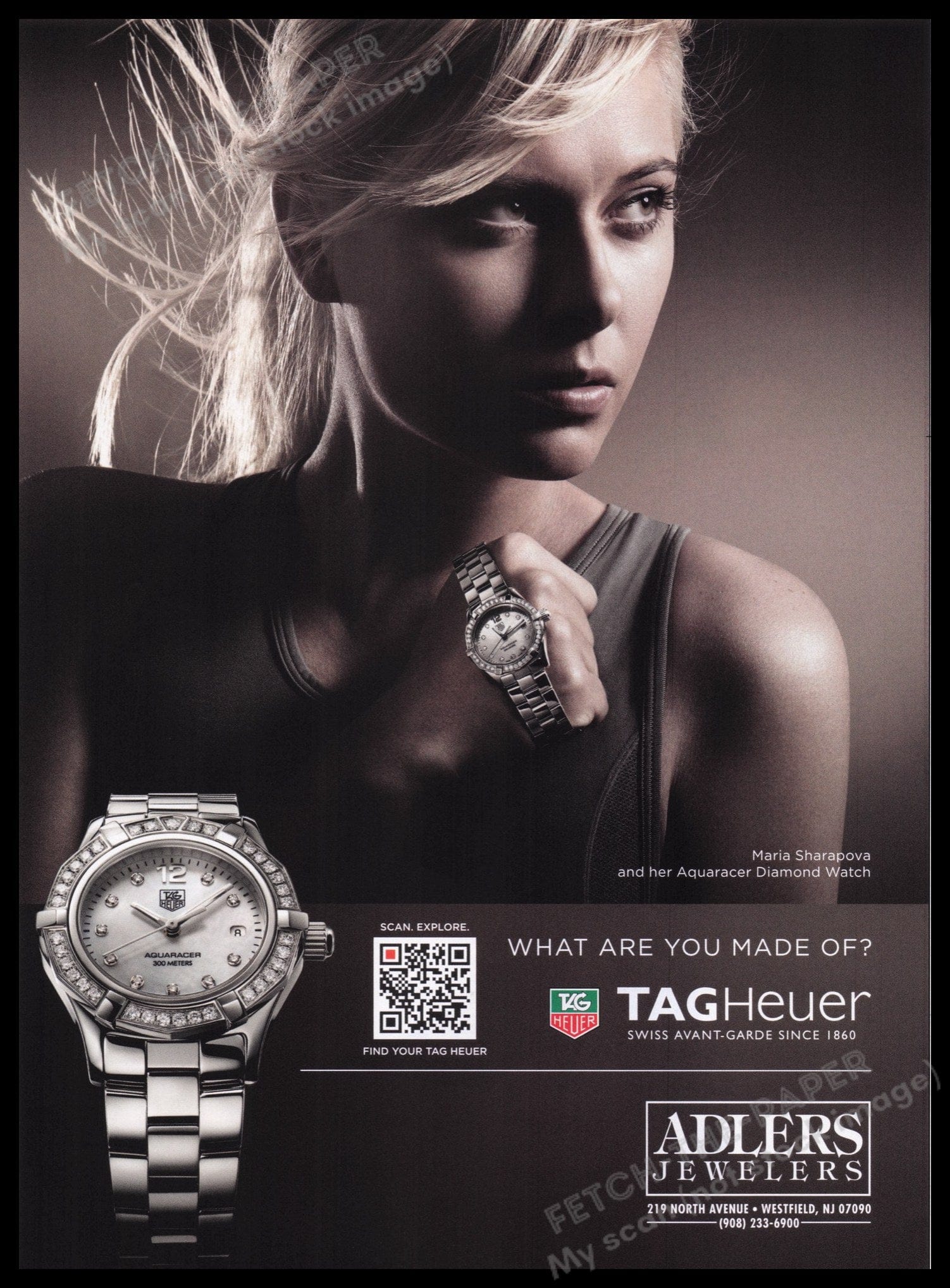 Tag Heuer Watch Maria Sharapova 2000s Print Advertisement Ad 2011 Tenn Fetch the Paper