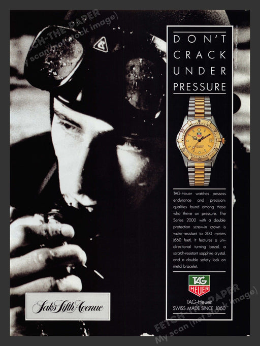 Tag Heuer Watch Series 2000 1990s Print Advertisement Ad 1992 Fetch the Paper!