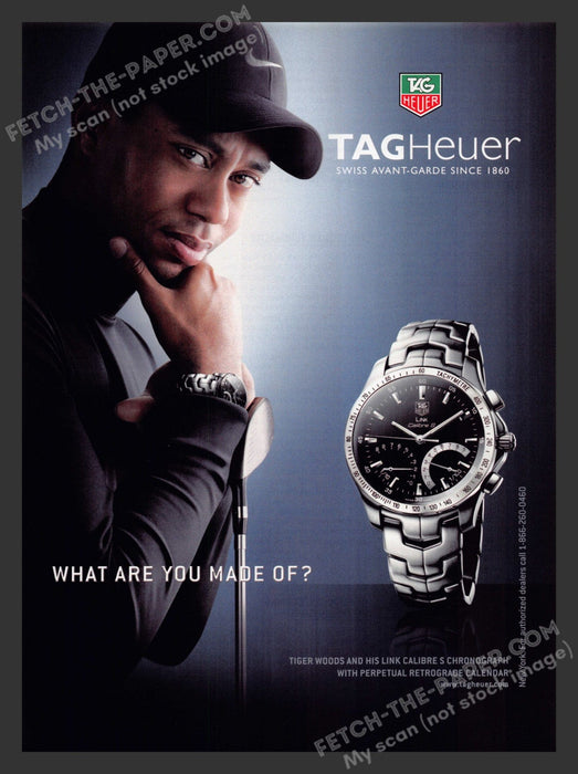 2007 Print Advertisement Tag Heuer Watches Tiger Woods Link Calibre S Athlete Ad.