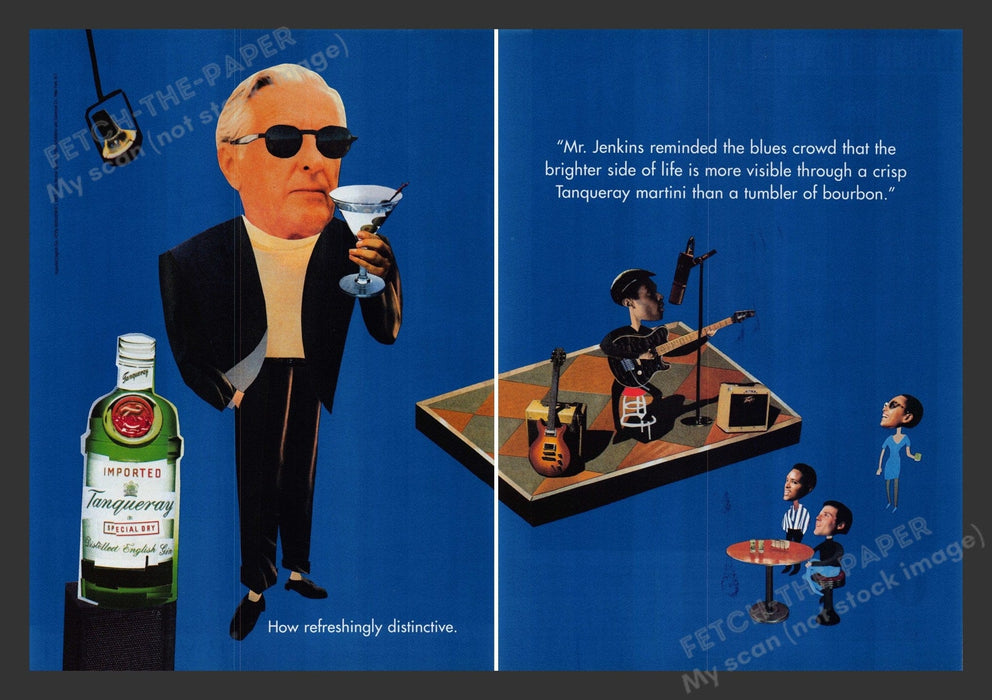 Tanqueray Gin Mr. Jenkins Blues Singer 1990s Print Advertisement (2 pages) 1994 Fetch the Paper!