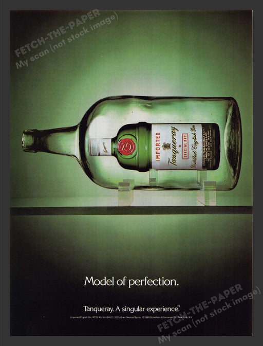 1990 Tanqueray "Model of Perfection" Bottle in a Bottle Print Advertisement Ad