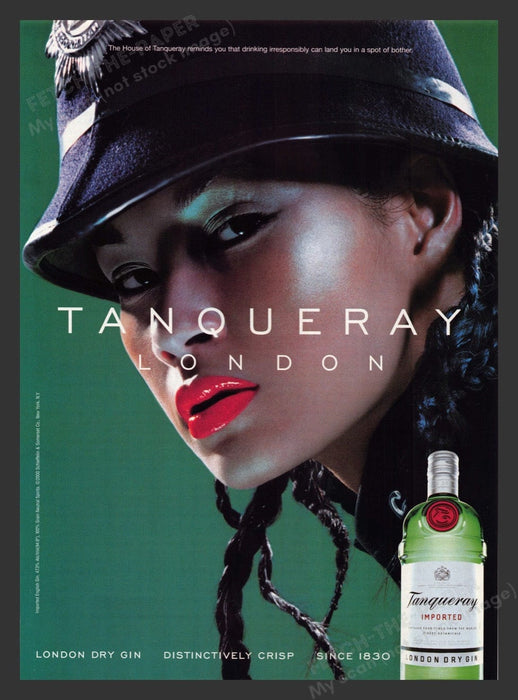 2001 Tanquerray London Dry Gin Girl in Hat Print Advertisement Ad