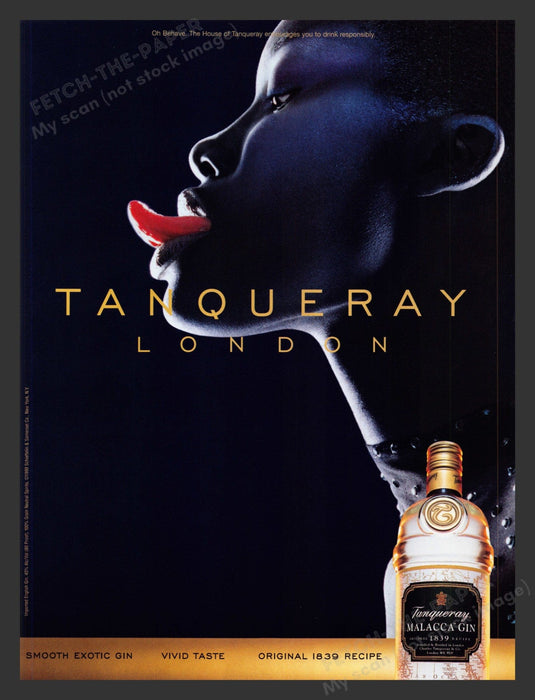 2000 Tanquerray Malacca Gin Alcohol Tongue Print Advertisement Ad.