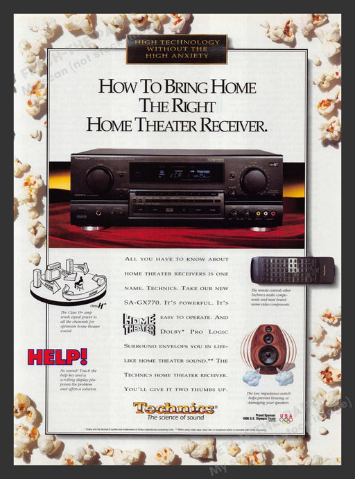Technics SA-GX770 Home Theater Receiver 1990s Print Advertisement 1994 Fetch the Paper!