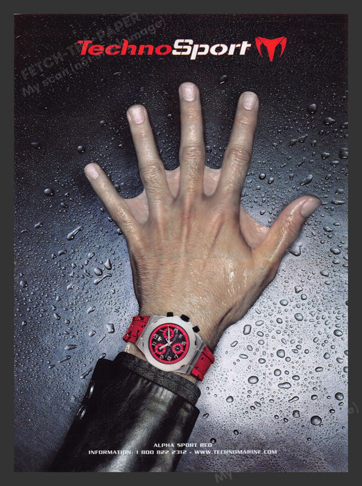 2001 Techno Sport Watches Alpha Webbed Hand Print Advertisement Ad.