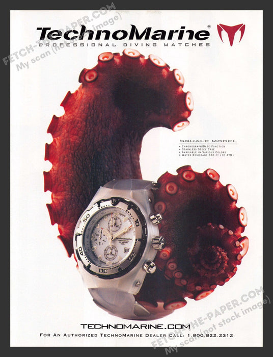 2000 Print Advertisement TechnoMarine Professional Diving Watches Squale Model.
