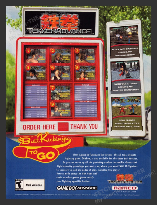 2001 Tekken Advance "Butt Kicking To Go" Video Game Print Advertisement