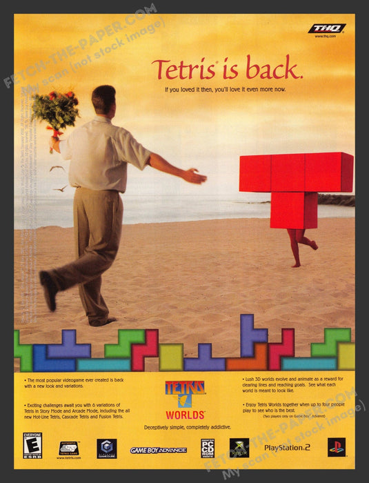 2002 Print Advertisement Video Game Tetris is Back! Ad.