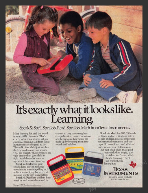 1984 Texas Instruments Speak & Spell, Speak & Read & Math Print Advertisement Ad