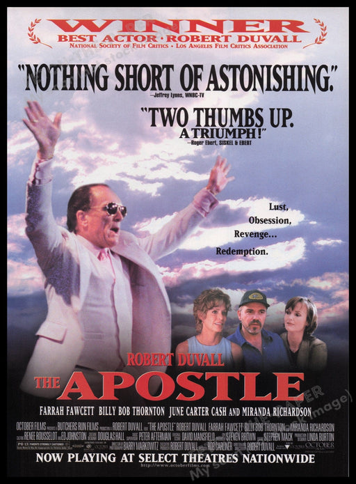 The Apostle Movie Release 1990s Print Advertisement Ad 1998 Robert Duvall Fetch the Paper!