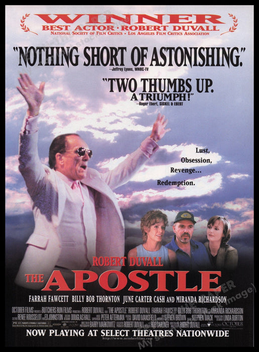 The Apostle Movie Release 1990s Print Advertisement Ad 1998 Robert Duvall Fetch the Paper!