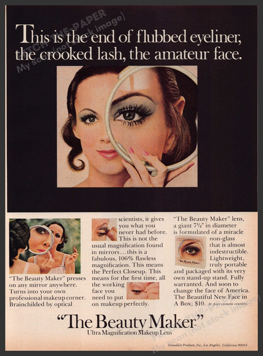 "The Beauty Maker" Mirror 1960s Print Advertisement 1969 Makeup Fetch the Paper!