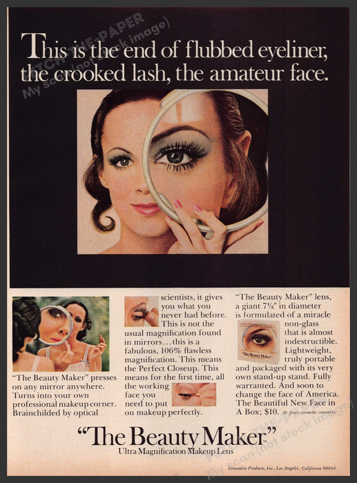 "The Beauty Maker" Mirror 1960s Print Advertisement 1969 Makeup Fetch the Paper!