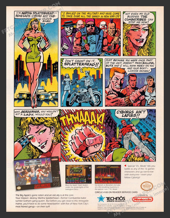 1992 Print Advertisement The Combatribes Video Game Ad.
