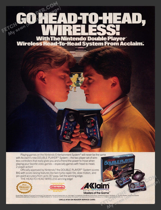 1990 Print Advertisement The Double Player Controller Nintendo Video Game Ad.