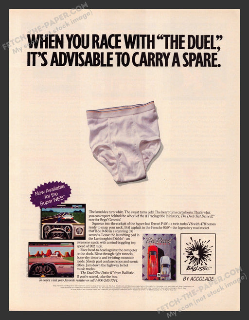 1992 Print Advertisement The Duel Car Racing Video Game Ad.