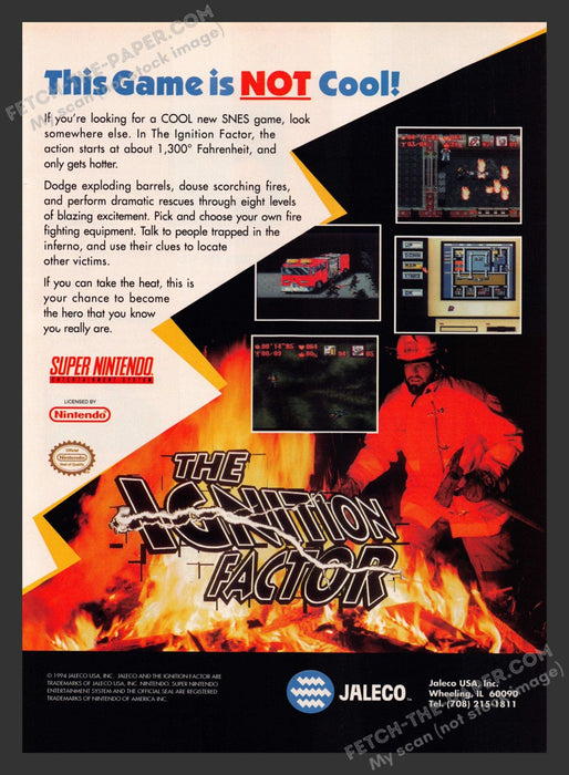 1994 Print Advertisement The Ignition Factor Video Game Ad.