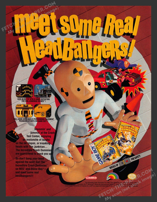 1992 Print Advertisement The Incredible Crash Dummies Video Game Ad.