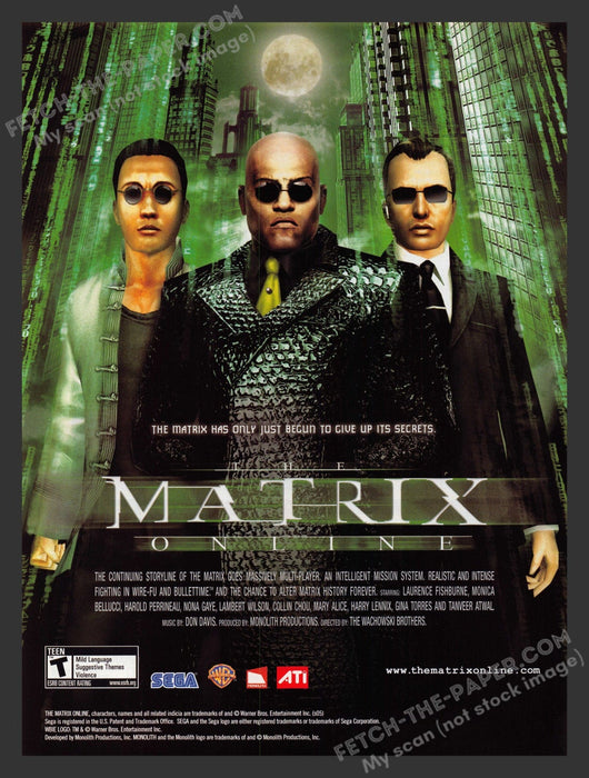2005 Print Advertisement The Matrix Online Video Game Ad.