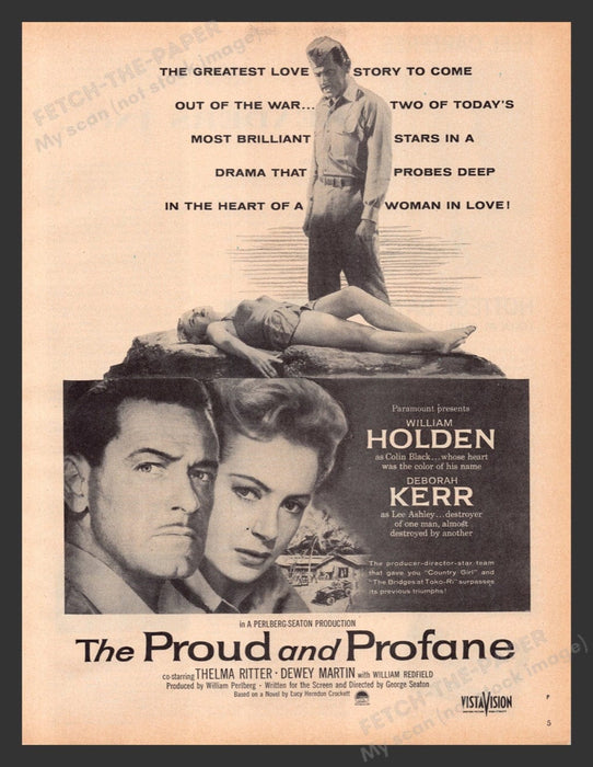 1956 The Proud and Profane Movie Release Print Advertisement Ad
