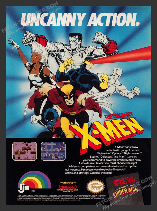 1990 Print Advertisement The Uncanny X-Men Video Game Ad.