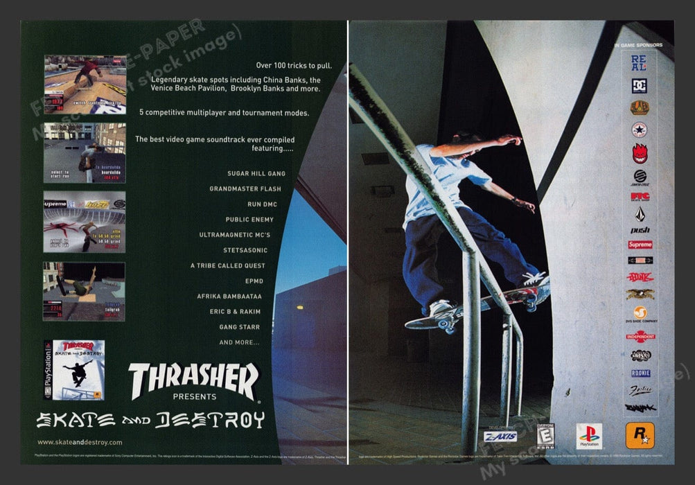 2000 Thrasher: Skate and Destroy Tricks Video Game Print Advertisement (2 Pages)