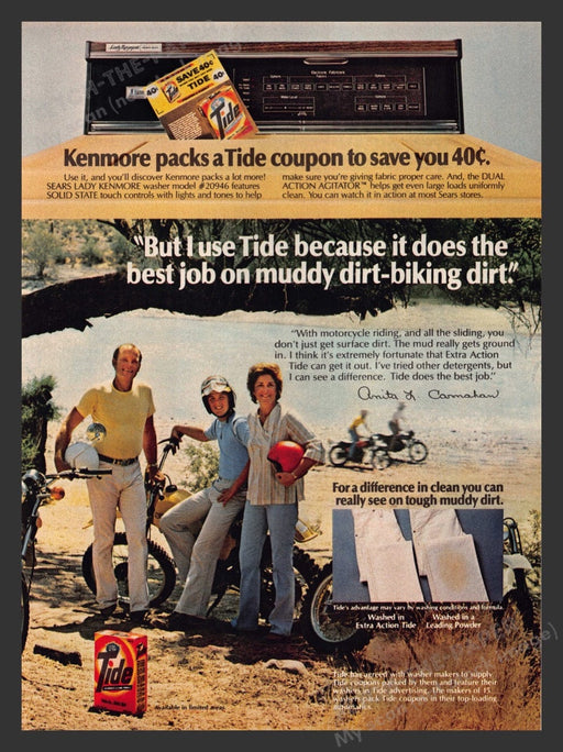 1980 Tide Laundry Detergent Dirt Bikes / Motorcycles Print Advertisement Ad