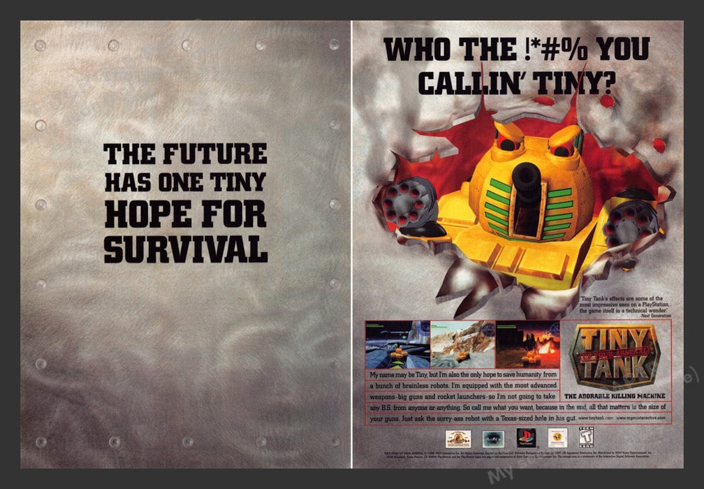 1998 Tiny Tank Up Your Arsenal "Who the?" Video Game Print Advertisement (2 Pgs)