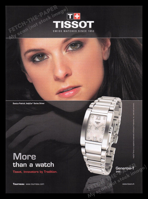 Tissot Watch 2000s Print Advertisement Ad 2007 IndyCar Athlete Danica Patrick Fetch the Paper!