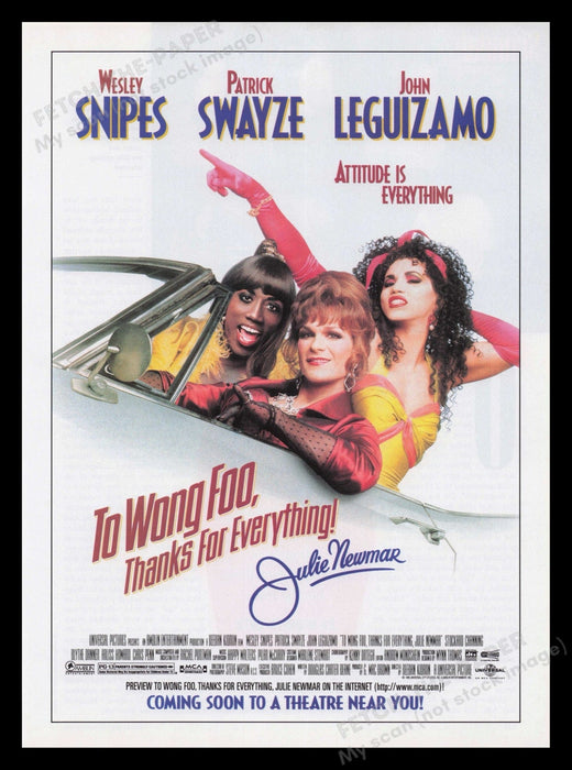 To Wong Foo 1990s Print Advertisement 1995 Movie Actor Snipes Swayze Leguizamo Fetch the Paper!
