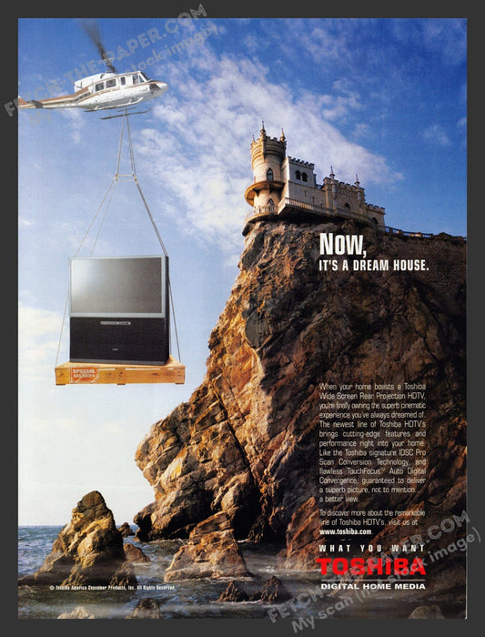 2001 Toshiba Wide Screen Rear Projection HDTV Print Advertisement Ad.