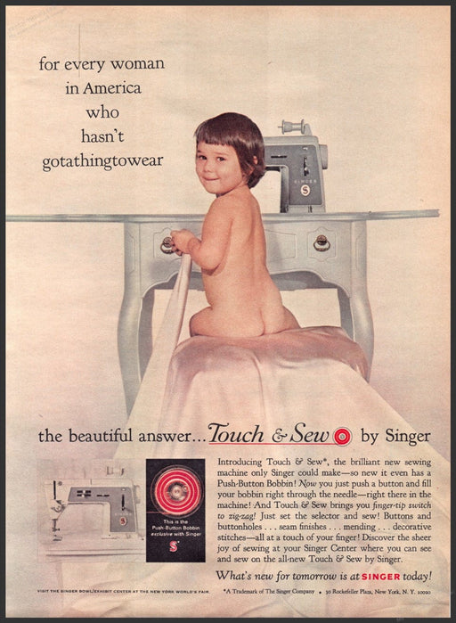 1964 Touch & Sew by Singer Sewing Machine "Nothing to wear" Print Ad